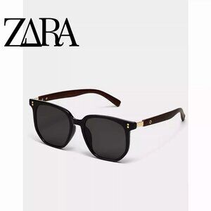 Retro Black Large Frame Sunglasses Square Wood Grain Glasses Sunglasses